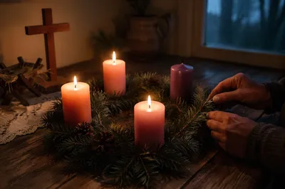 Warm Advent Wreath in Prayer Corner