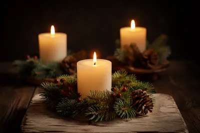 Advent Candle Wreath in Warm Light