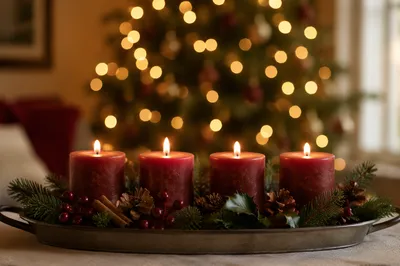 Advent Candle Wreath with Warm Glow
