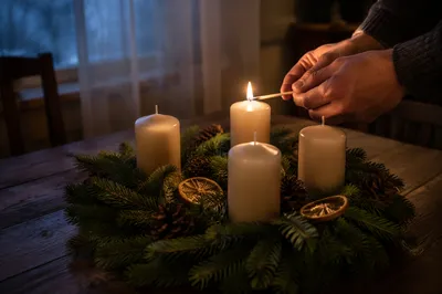 Warm Advent Wreath Candle Lighting