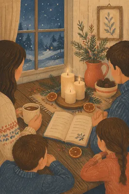 Family Hands Around Candlelit Evening Table