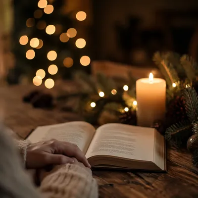 Open Devotional Book by Candlelight