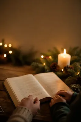 Open Devotional Book by Candlelight