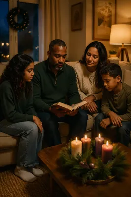 Family Reading by Advent Candlelight
