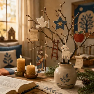 Advent Jesse Tree Scripture Ornament Display
