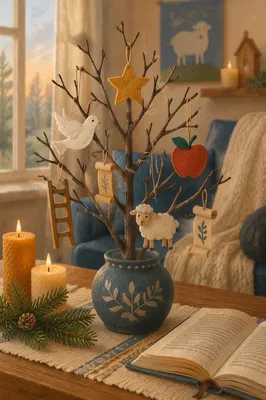 Advent Jesse Tree with Scripture Ornaments
