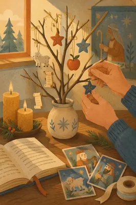 Advent Jesse Tree with Scripture Ornaments