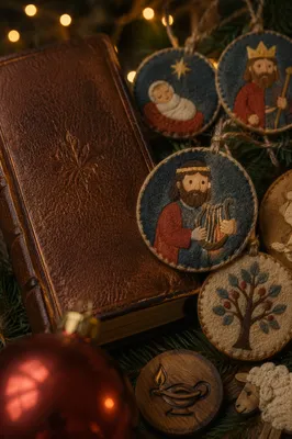 Advent Jesse Tree Ornaments Beside Scripture