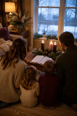 Family Kneeling in Advent Evening Prayer