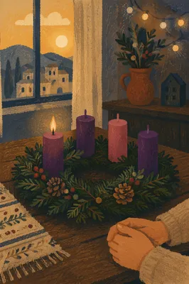 First Purple Candle on Advent Wreath