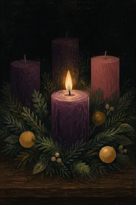 First Lit Purple Advent Wreath Candle