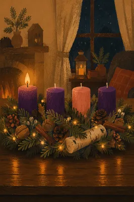 First Purple Candle on Advent Wreath