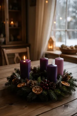 First Purple Candle on Advent Wreath