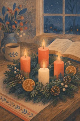 Advent Wreath with Four Candle Flames