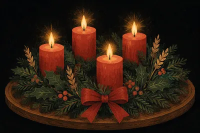 Advent Wreath With Four Red Candles