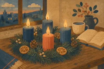 Advent Wreath with Four Candle Flames