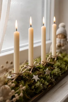 Advent Wreath with Four Lit Candles