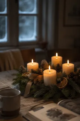 Advent Wreath with Four Candles Lit