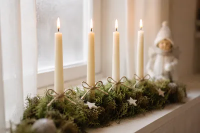 Advent Wreath with Four Lit Candles