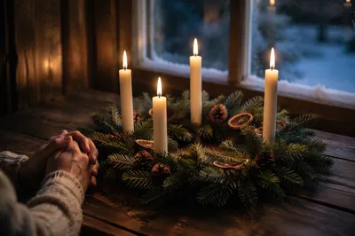 Advent Wreath Candles in Winter Prayer