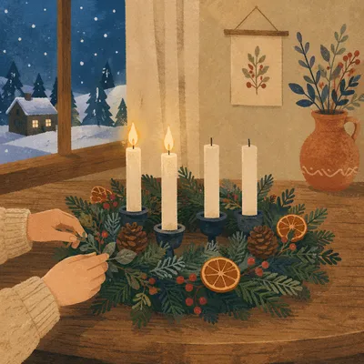 Second Week Advent Wreath with Two Candles