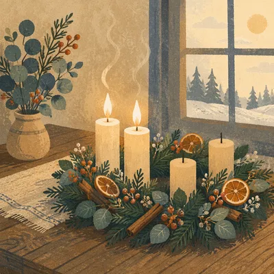 Second Week Advent Wreath with Two Candles