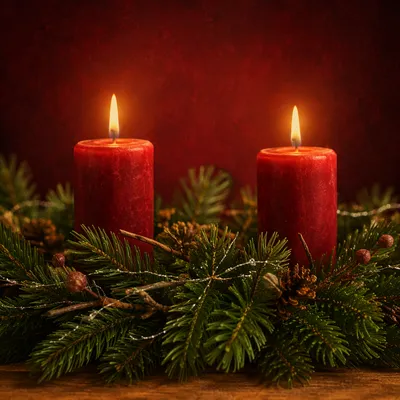 Second Week Advent Wreath with Two Candles