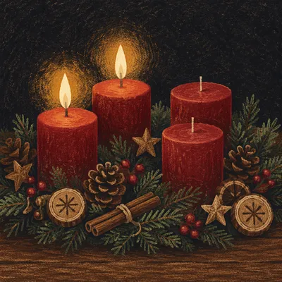 Second Week Advent Wreath Candlelight Hope