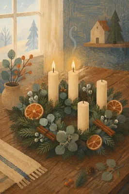 Second Week Advent Wreath with Two Candles