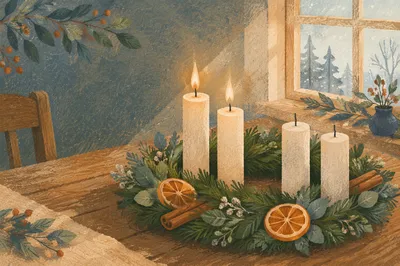 Second Week Advent Wreath with Two Candles