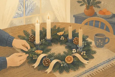 Second Week Advent Wreath with Two Candles