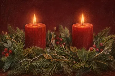 Second Week Advent Wreath with Two Candles