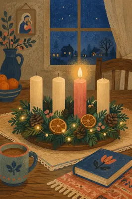 Third Week Advent Wreath Pink Candle