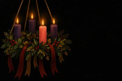 Third Week Advent Wreath Pink Candle Joy