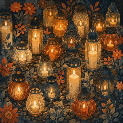Glowing All Saints Day Memorial Candles