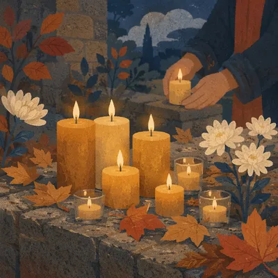 All Saints Day Candle Memorial Garden