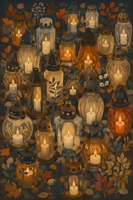 Glowing All Saints Day Memorial Candles