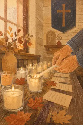 All Saints Day Candle Memorial in Chapel