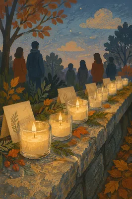 All Saints Day Candle Memorial at Dusk