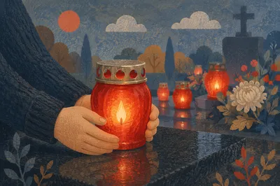 All Saints Day Candle Remembrance at Dusk