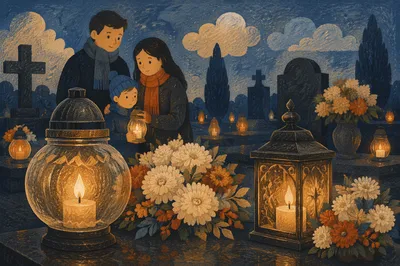 All Saints Day Candlelit Cemetery Remembrance