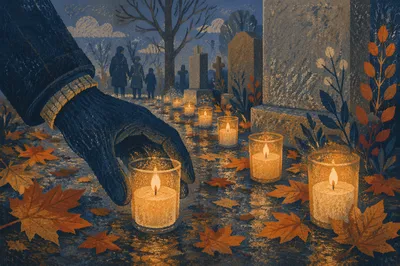 All Saints Day Candle Remembrance at Twilight