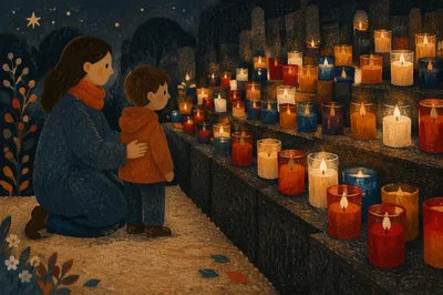 All Saints Day Memorial Candles Glow
