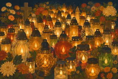 Glowing All Saints Day Memorial Candles