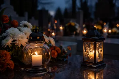 All Saints Day Candlelit Cemetery Memorial