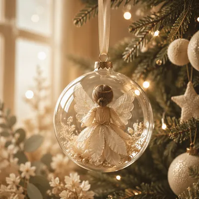 Soft Light Angel Ornament on Christmas Tree