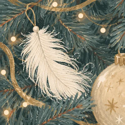 Soft Angel Feather Ornament on Christmas Tree