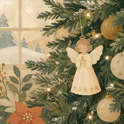 Porcelain Angel Ornament on Christmas Tree
