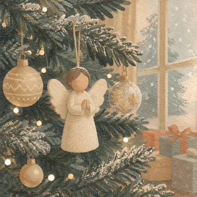 Soft Light Angel Ornament on Christmas Tree