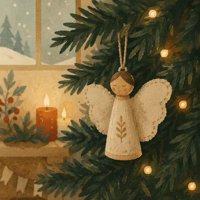 Handmade Angel Ornament on Christmas Tree